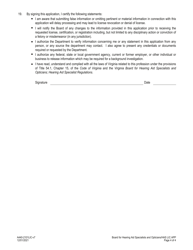 Form A440-2101LIC Hearing Aid Specialist License Application - Virginia, Page 4