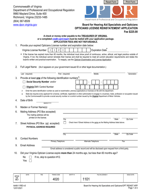 Form A448-11REI  Printable Pdf