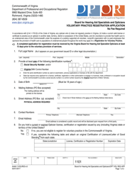 Document preview: Form A448-11VOLREG Voluntary Practice Registration Application - Virginia