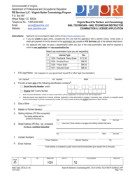 Form A450-1206_07EXLIC Nail Technician/Nail Technician Instructor Examination &amp; License Application - Virginia