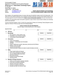 Form A450-12TAC &quot;Tattoo Apprenticeship Completion Form&quot; - Virginia