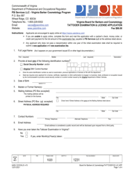 Form A450-1231EXLIC Tattooer Examination &amp; License Application - Virginia