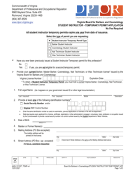 Document preview: Form A450-1213ST_TEMP Student Instructor - Temporary Permit Application - Virginia