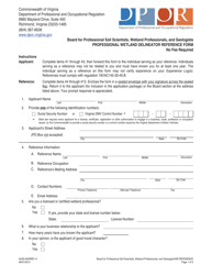 Document preview: Form A439-3402REF Professional Wetland Delineator Reference Form - Virginia