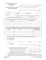 Form A462-4901RENREI Cemetery Company Renewal/Reinstatement Application - Virginia, Page 2
