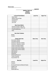Form A462-49GPL &quot;General Price List&quot; - Virginia