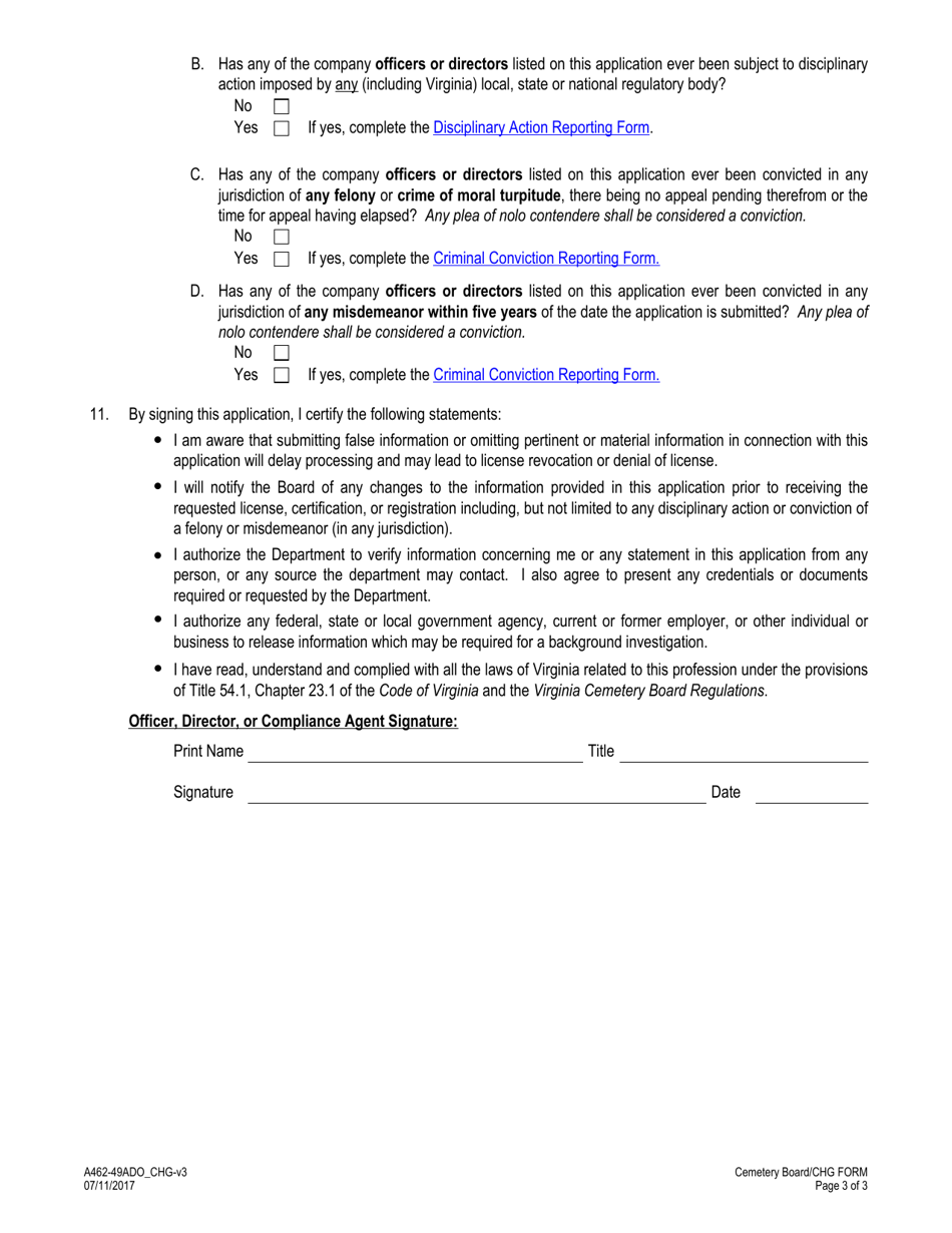 Form A462-49ADO_CHG Compliance Agent / Officer / Director Change Form - Virginia, Page 3