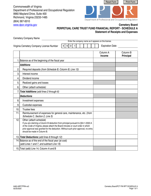 Form A462-49PCTFRA Schedule A  Printable Pdf