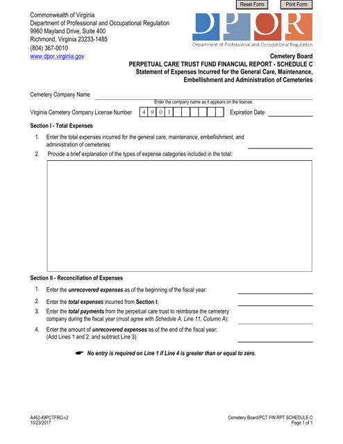 Form A462-49PCTFRC Schedule C  Printable Pdf