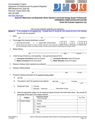 Document preview: Form A436-1940EXP Onsite Soil Evaluator Experience Verification Form - Virginia