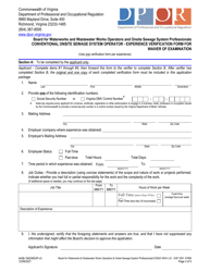 Form A436-1942WAIV Waiver of Examination - Master Conventional Onsite Sewage System Operator License Application - Virginia, Page 3