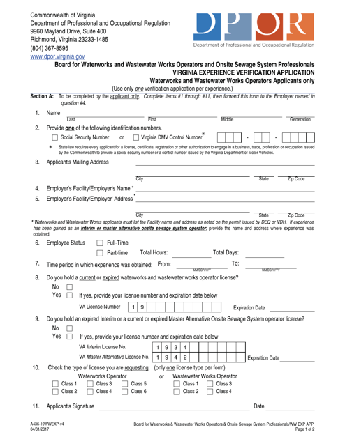 Form A436-19WWEXP  Printable Pdf