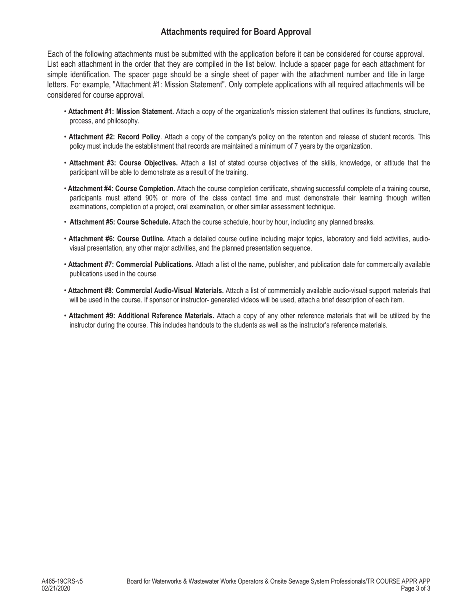 Form A465-19CRS Training Course Approval Application - Virginia, Page 3