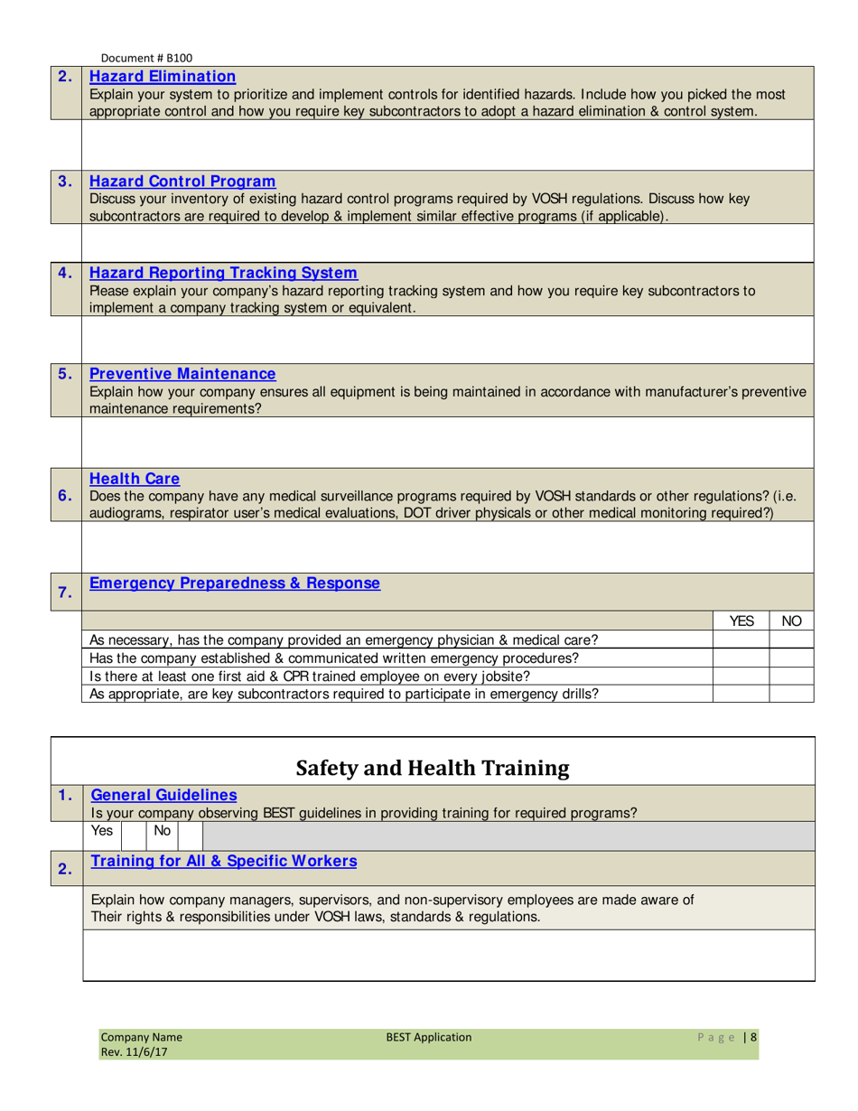 Form B100 Application to the Virginia Best - Virginia, Page 8