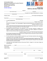 Document preview: Form A462-49PCFBND Perpetual Care Fidelity Bond Form - Virginia