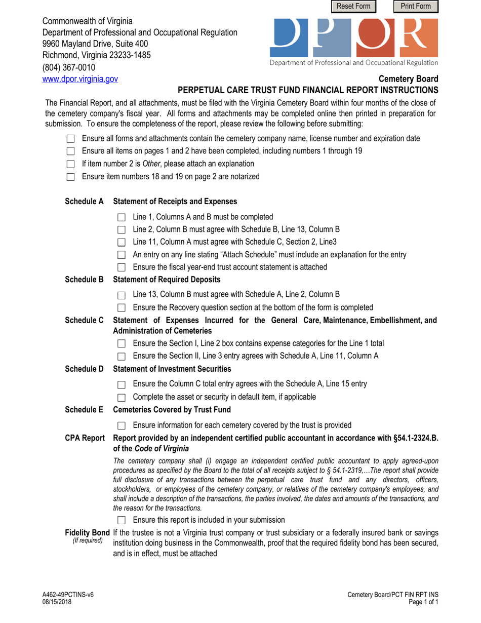 Download Instructions for Form A462-49PCTFR Perpetual Care Trust Fund ...