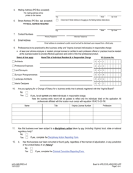 Form A416-04BUSREG Business Entity Registration/Reinstatement Application - Certified Interior Designers and Landscape Architects - Virginia, Page 3