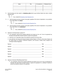 Form A416-0411BRREG Business Entity - Branch Office Registration/Reinstatement Application - Certified Interior Designers and Landscape Architects - Virginia, Page 3
