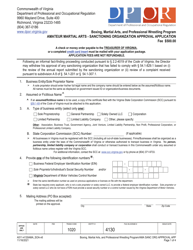 Document preview: Form A511-4130AMA_SOA Amateur Martial Arts - Sanctioning Organization Approval Application - Virginia