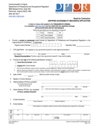 Form A501-2720CERT Certified Accessibility Mechanics Application - Virginia