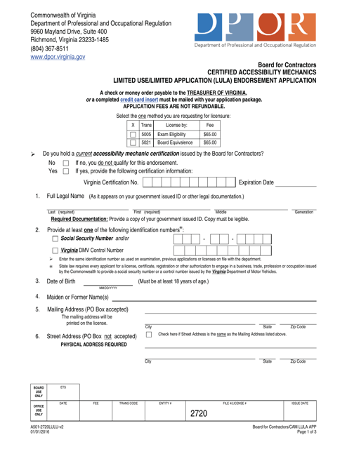 Form A501-2720LULU  Printable Pdf