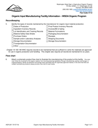 Form AGR2817 Organic Input Manufacturing Facility Information - Wsda Organic Program - Washington, Page 3