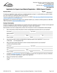 Form AGR2293 Application for Organic Input Material Registration - Wsda Organic Program - Washington