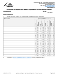 Form AGR2293 Application for Organic Input Material Registration - Wsda Organic Program - Washington, Page 2