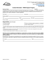 Document preview: Form AGR2515 Contact Information - Wsda Organic Program - Washington
