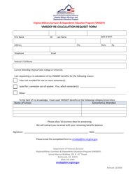 Vmsdep Re-calculation Request Form - Virginia