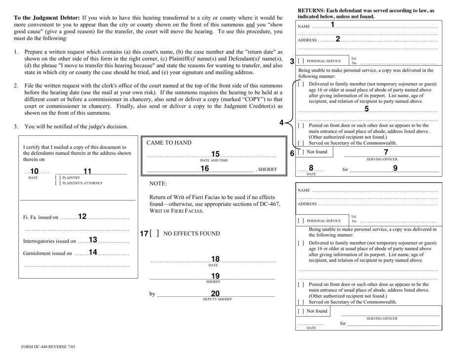 Instructions for Form DC-440 Summons to Answer Interrogatories - Virginia, Page 4