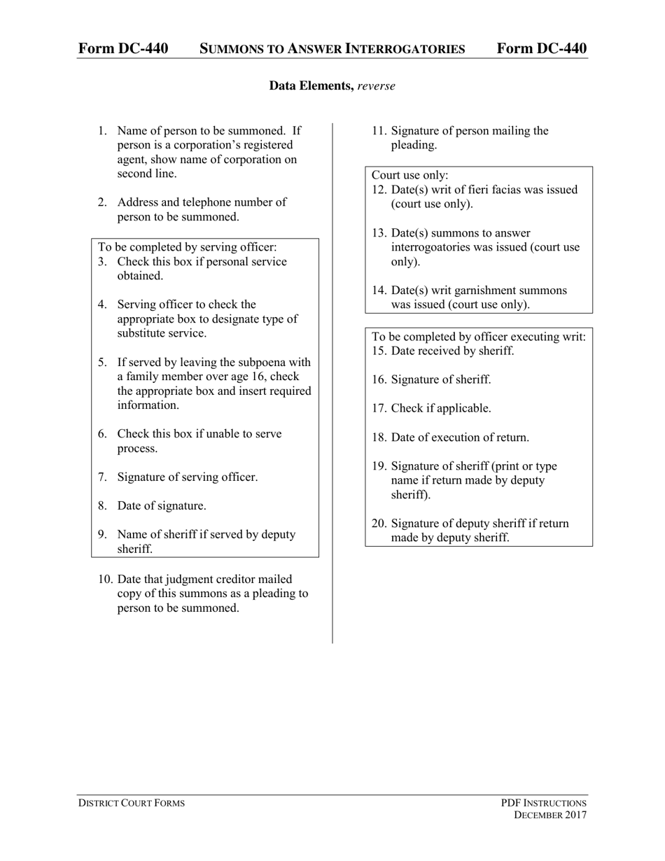 Instructions for Form DC-440 Summons to Answer Interrogatories - Virginia, Page 5