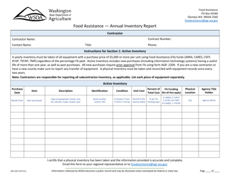 Document preview: Form AGR-2201 Food Assistance - Annual Inventory Report - Washington