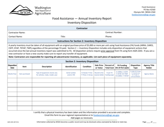 Form AGR-2201 Food Assistance - Annual Inventory Report - Washington, Page 4