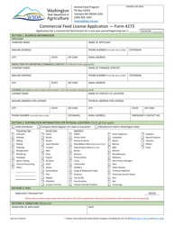 Document preview: Form AGR-4273 Commercial Feed License Application - Washington