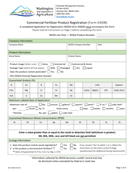 Document preview: Form AGR-4300B Commercial Fertilizer Product Registration - Washington