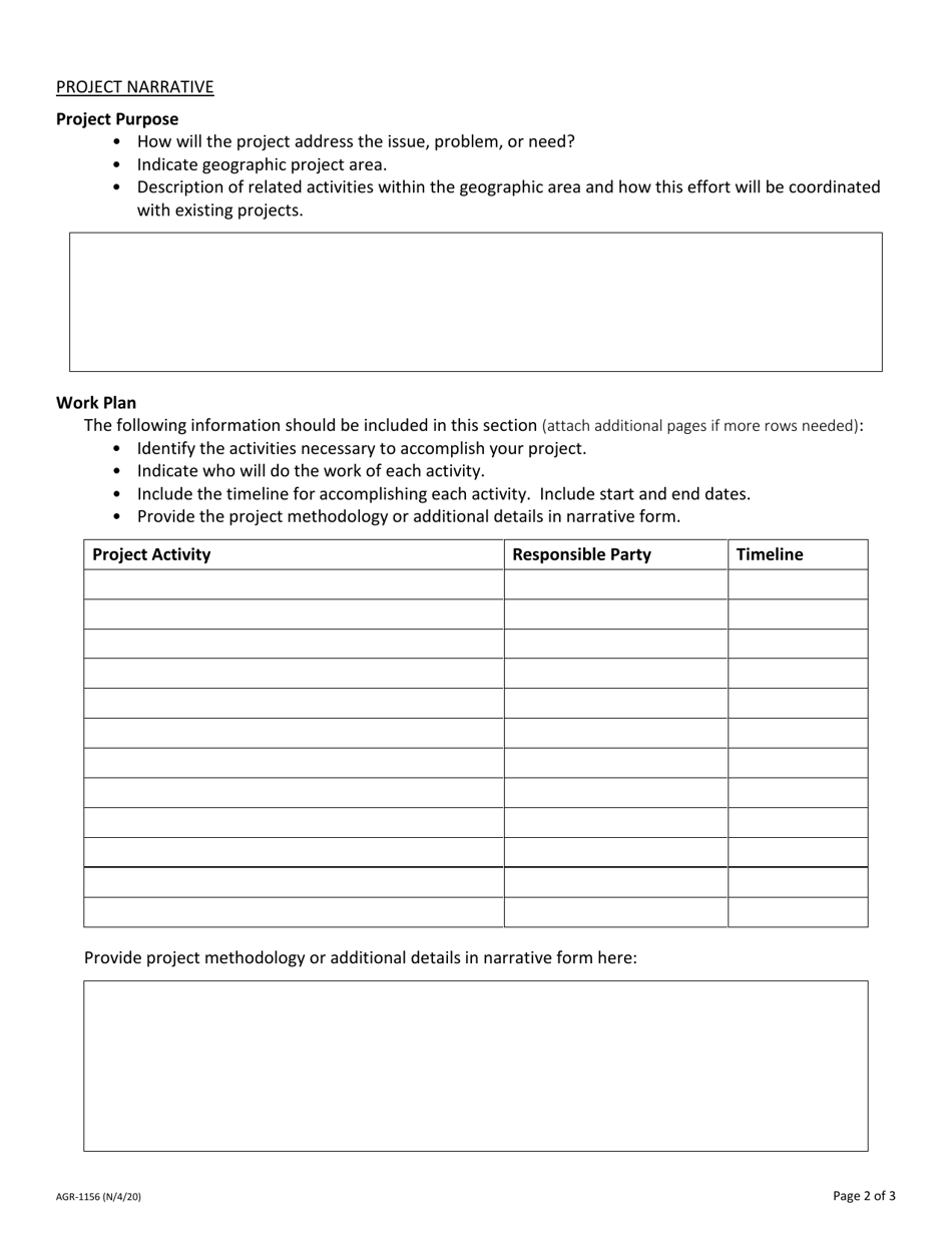 Form AGR-1156 Research Grant to Assist With the Development of an Integrated Pest Management Plan to Address Burrowing Shrimp in Willapa Bay and Grays Harbor - Washington, Page 2
