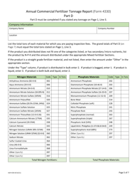 Form AGR-4330 Annual Commercial Fertilizer Tonnage Report - Washington, Page 5
