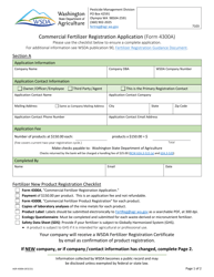 Document preview: Form AGR-4300A Commercial Fertilizer Registration Application - Washington