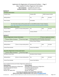 Form AGR-4300A Commercial Fertilizer Registration Application - Washington, Page 2