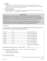 Form AGR-2256 Commodity Loss/Adjustment Report for Contractors - Washington, Page 2
