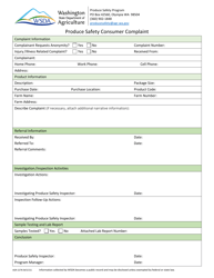 Document preview: Form AGR-2278 Produce Safety Consumer Complaint - Washington