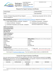 Document preview: Form AGR-2089 Request for Export Sanitary Certificate - Washington