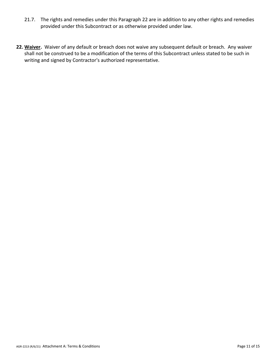 Form AGR-2213 Emergency Food Assistance Program (Efap) Tribal Voucher Program Subcontractor Information - Washington, Page 11