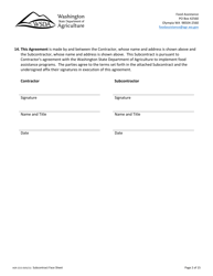 Form AGR-2213 Emergency Food Assistance Program (Efap) Tribal Voucher Program Subcontractor Information - Washington, Page 2
