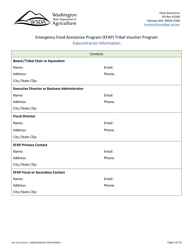 Form AGR-2213 Emergency Food Assistance Program (Efap) Tribal Voucher Program Subcontractor Information - Washington, Page 3