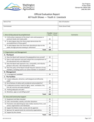 Form AGR-5540 Official Evaluation Report - All Youth Shows - Youth Jr. Livestock - Washington