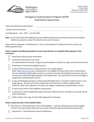 Form AGR-2208 Food Pantry Subcontract - Emergency Food Assistance Program (Efap) - Washington