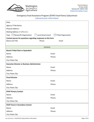 Form AGR-2208 Food Pantry Subcontract - Emergency Food Assistance Program (Efap) - Washington, Page 3