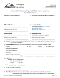 Form AGR-2208 Food Pantry Subcontract - Emergency Food Assistance Program (Efap) - Washington, Page 5